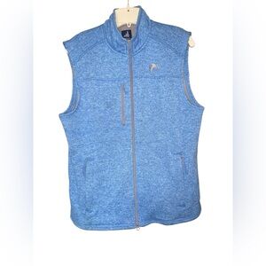 johnnie-O Men's Wes‎ Full Zip Fleece Vest In Blue Size Medium